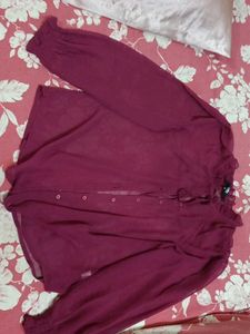 Chic Sheer Blouse with Ruffled Neckline