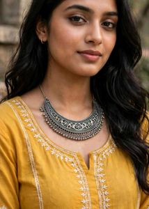 Boho Silver Oxidized Choker Necklace