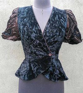 Crushed Velvet Peplum Top