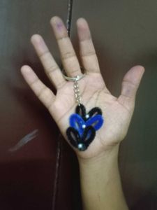 Cute Blue & Black Heart Keychain
