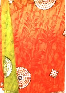 Vibrant Orange Sequined Saree