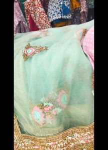 Exquisite Pink &amp; Mint Lehenga Choli