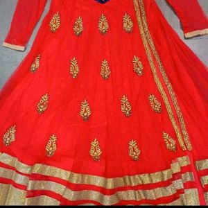 Stunning Red &amp; Blue Embellished Anarkali Gown