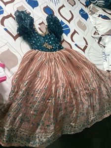 Beautiful Teal & Peach long frock