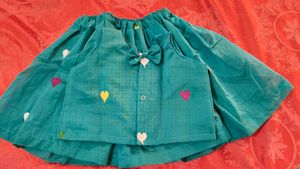 Yellow Embroidered Kurta Setand skirt top