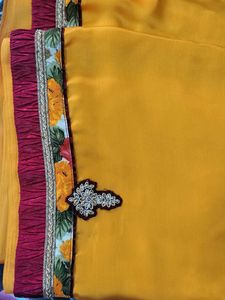 new Vibrant Yellow Saree with Embellished Border