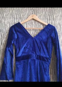 Blue Velvet Dress Bust 36 Length 35