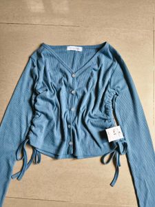 Korean Ruched Long Sleeve Top