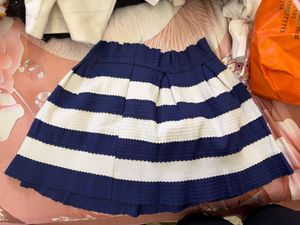 Striped Pleated Mini Skirt