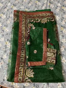 Elegant Green saree fully light weight