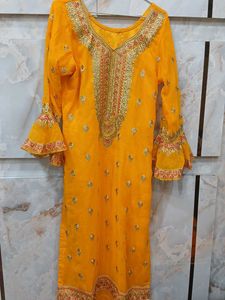 Yellow Embroidered Kurti