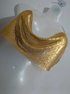 Short Sequin Backless Crop Top