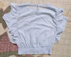 Light Blue Swiss Dot top
