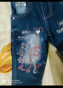 Girls Pink Top &amp; Denim Jeans Set