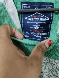 Less Used Striped Green Polo Shirt