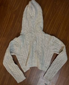 Hooded Grey Cropped Sweater