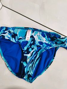 Blue Abstract Print Bikini Bottom
