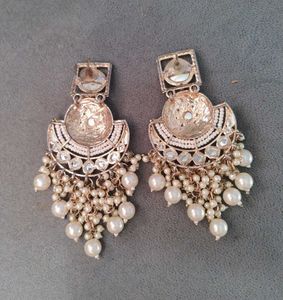 Elegant Pearl Drop Chandbali Earrings