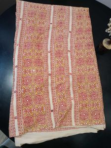 🌺Elegant Red &amp; Beige Printed Saree🌺