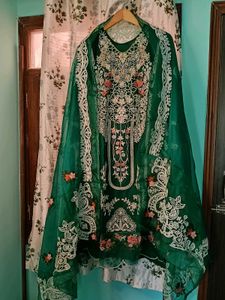 Embroidered Green Kurta Set