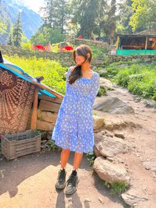 Blue Floral Smocked Mini Dress
