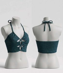 Crinkled Teal Halter Top