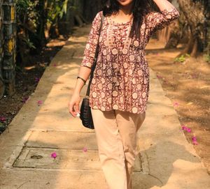 Maroon Floral short Kurta