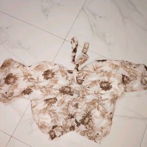 Floral Sheer Off-Shoulder Top