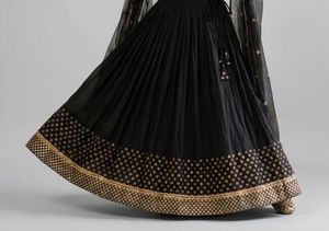 Elegant Black Lehenga with Gold Border