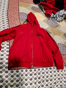 Red Zip-Up Hoodie Winter