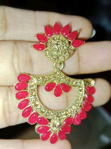 Red &amp; Gold Statement Earrings