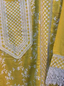 Bright Yellow embroidered kurta with pants