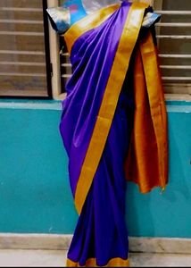Vibrant Purple & Gold Silk Saree