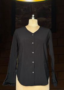 Chic Black V-Neck Button-Down Top