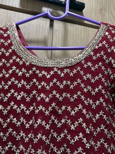 Maroon embroidered Sharara set