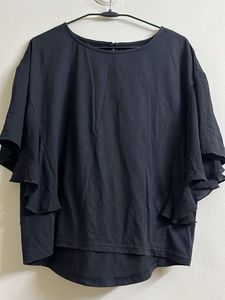 Chic Black Ruffle Sleeve Top