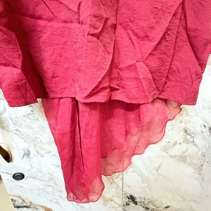 Stylish Red Asymmetrical Tunic Top