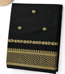 New Black Saree with Golden Border