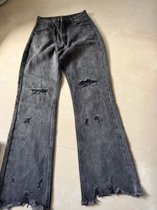 28 waist Distressed Grey Flare Jeans