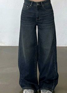Vitange style Wide Leg Blue Denim Jeans