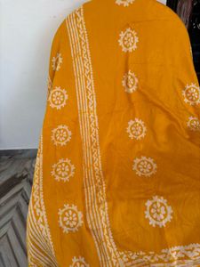 Yellow Cotton chunkidi saree