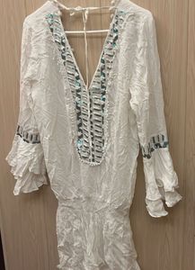 Embellished White Tunic Top/Dress