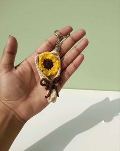 Combo 3 Crocheted Flower Bouquet Keychain Set