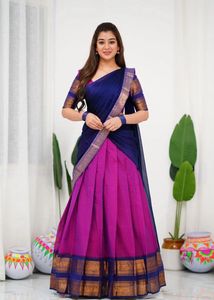 Elegant Blue & Pink Half Saree