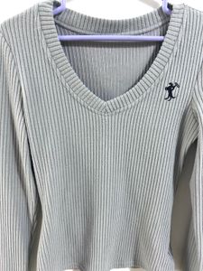 Y2K Ribbed V-Neck Long Sleeve Top