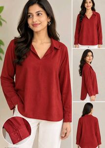 Maroon High low pattern kurta top