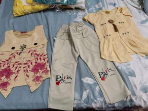 3 set Cute Yellow Top &amp; Jeans  for Girl