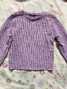 Zudio Purple Smocked Long Sleeve Top