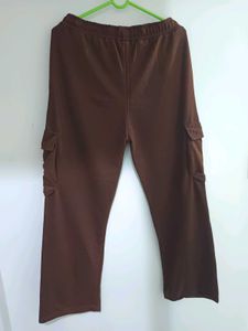Brown Cotton Blend Trouser