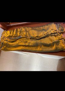 Triple gold bronze blue Blend Saree